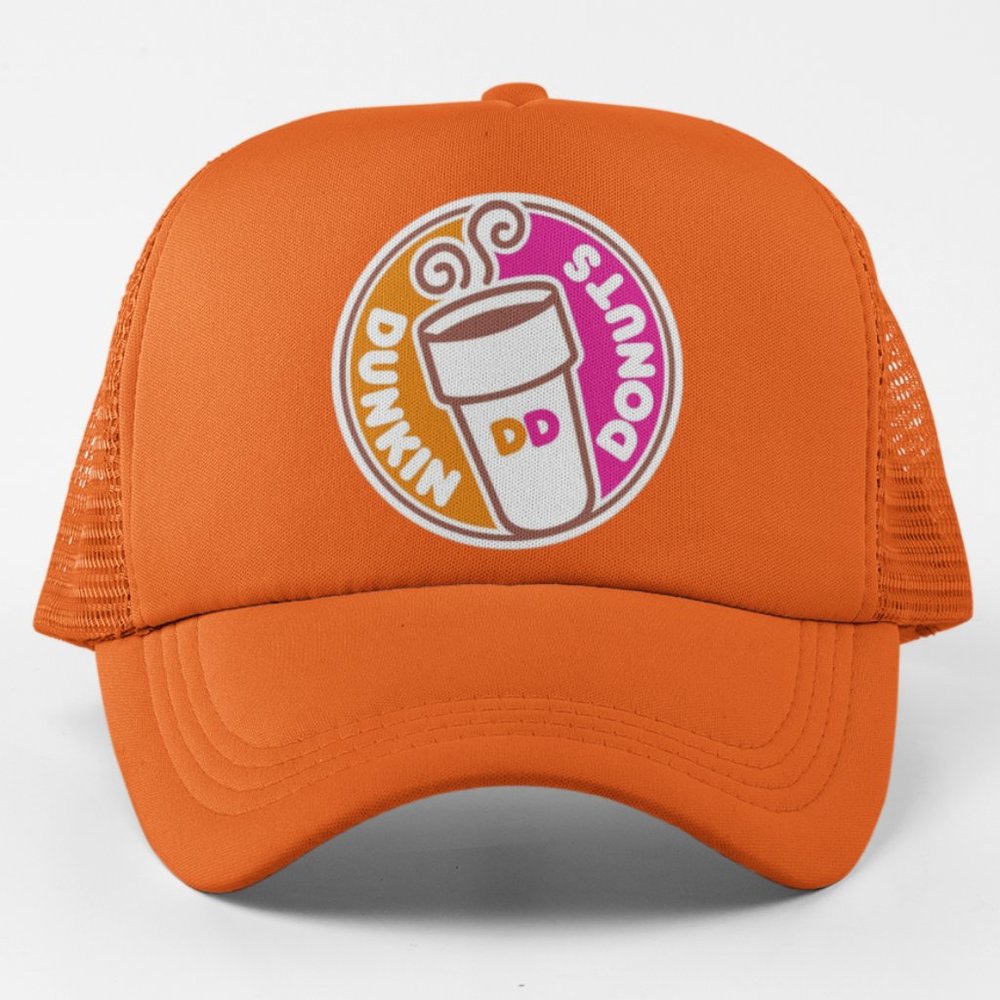 NEW Dunkin Donuts Foam Trucker Mesh Snapback Hat ORANGE